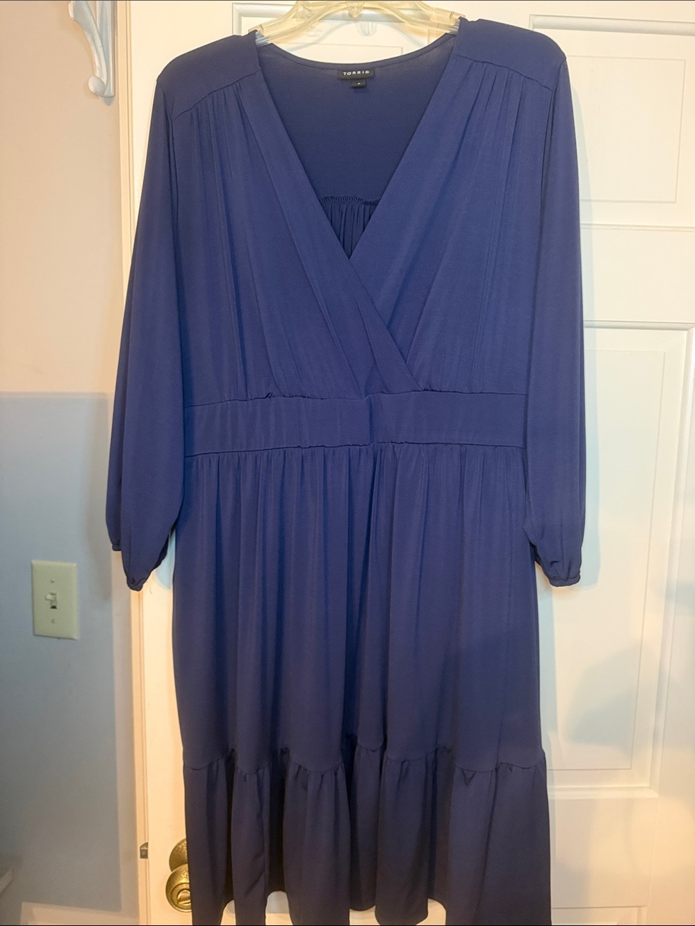 torrid Navy Blue Long Sleeve Wrap-Style Midi Dress